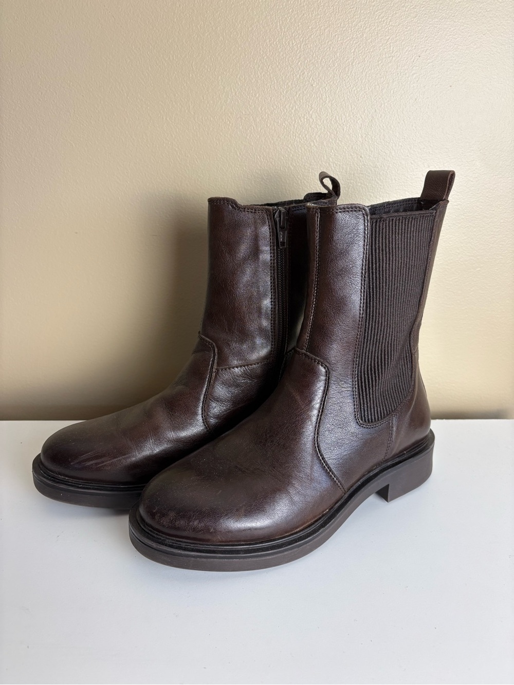 Alberto Torresi Brown Leather Zip Moto Ankle Riding Boots Size 37